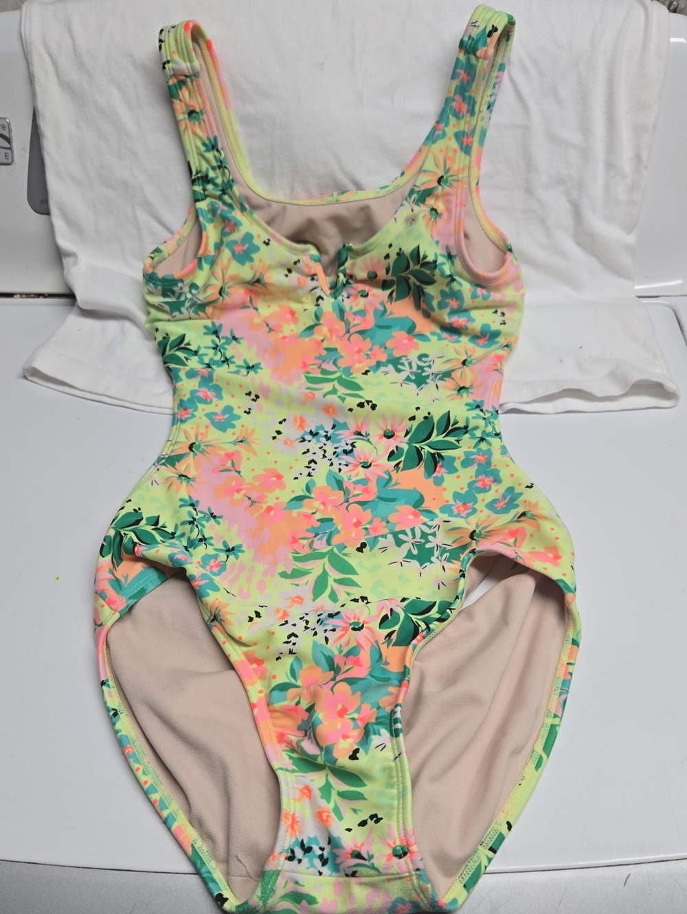 art class Neon Floral One-Piece in Lime, Teal, Pink